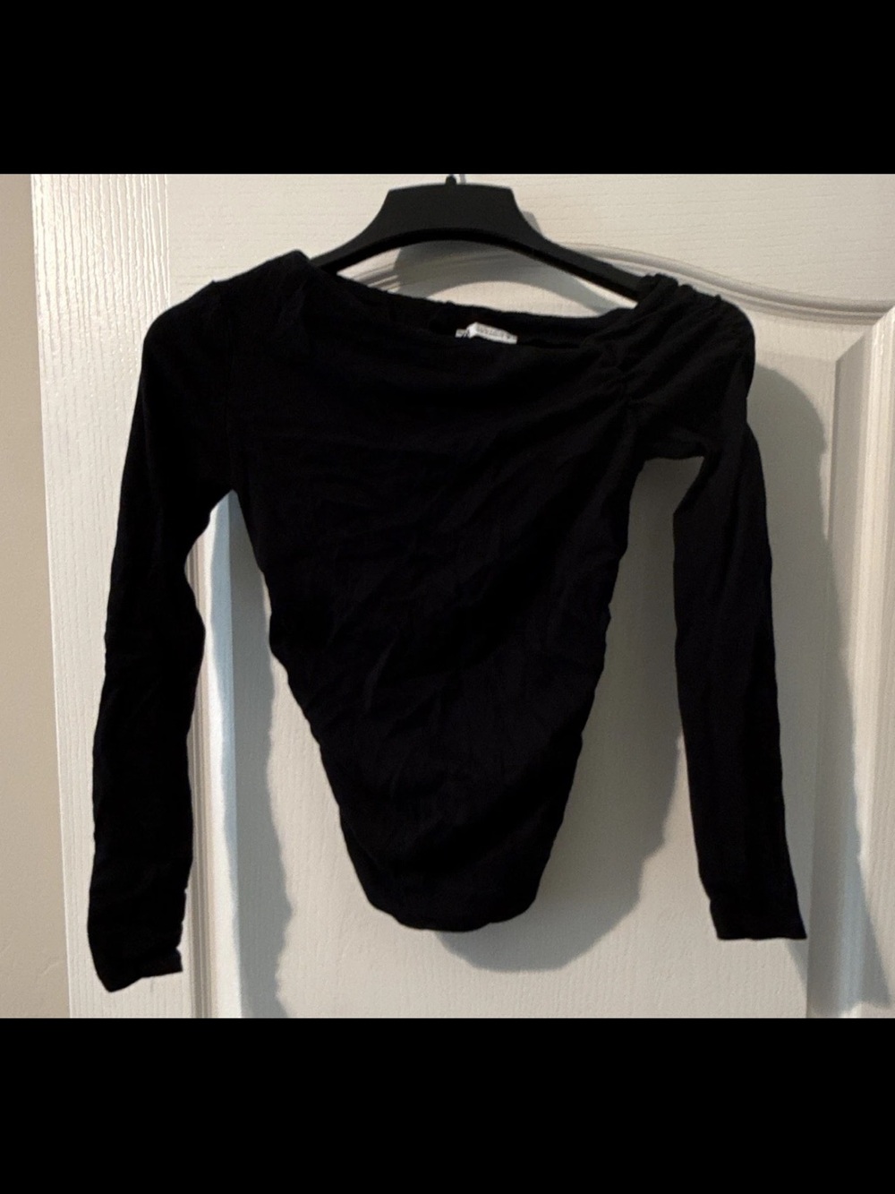 Zara Black Off-Shoulder Long Sleeve Bodysuit